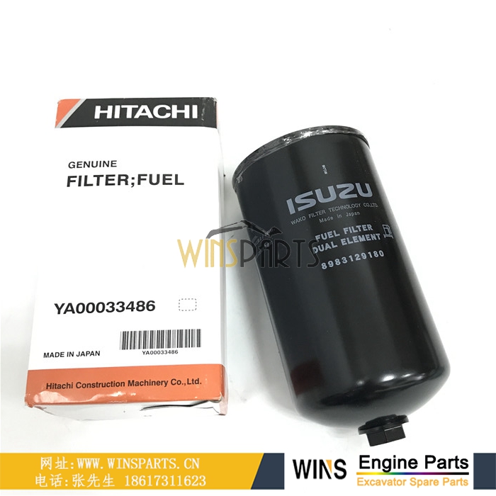 YA00033486 8-98312918-0 原装五十铃发动机柴油滤芯机油滤芯用于<a href=//www.mentye.com/riliwajueji.html target='_blank'>日立</a>挖掘机配件